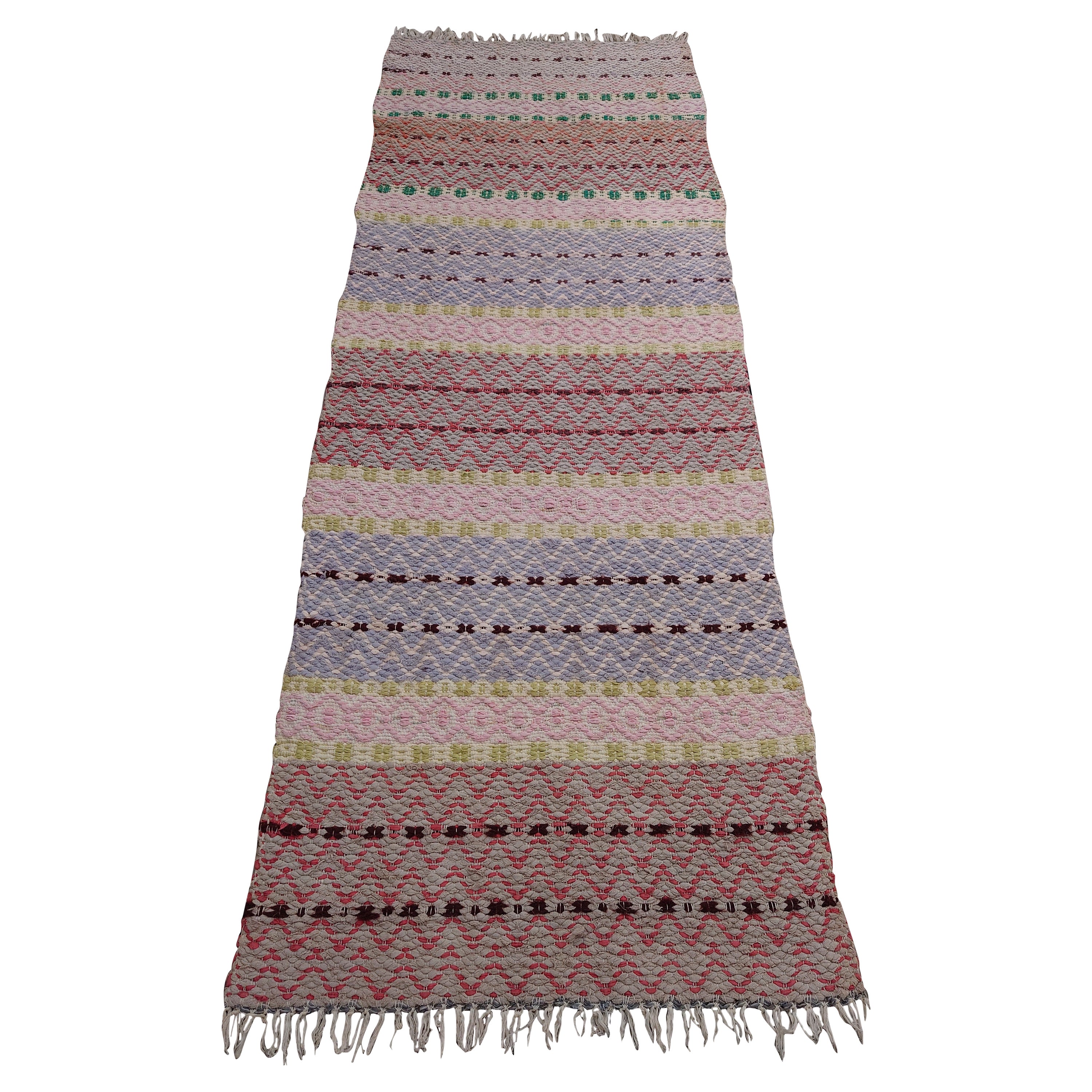 Swedish Rag Rug Hand Woven Pastel Color For Sale