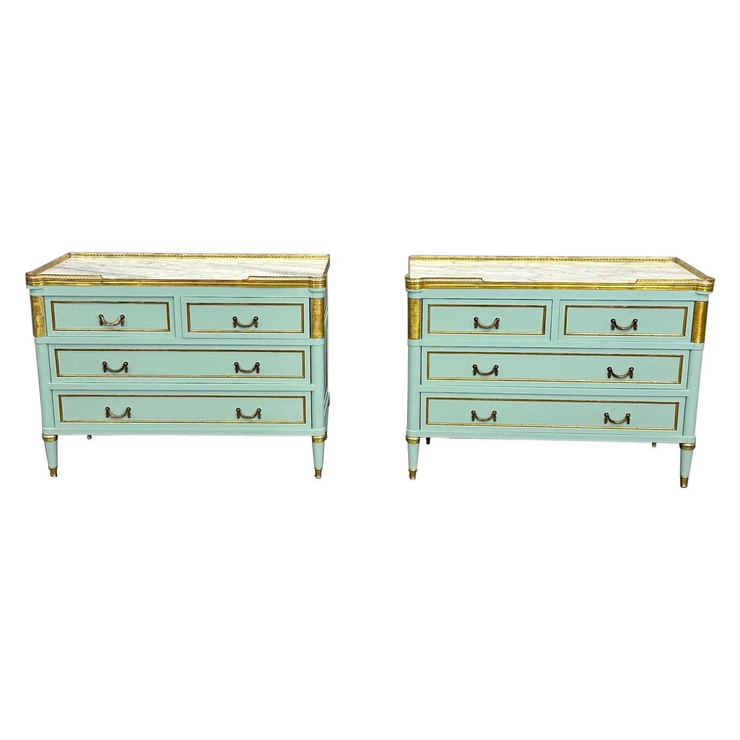 Louis XVI Hollywood Regency Jansen Style Commodes, Mint Commodes / Nightstands For Sale