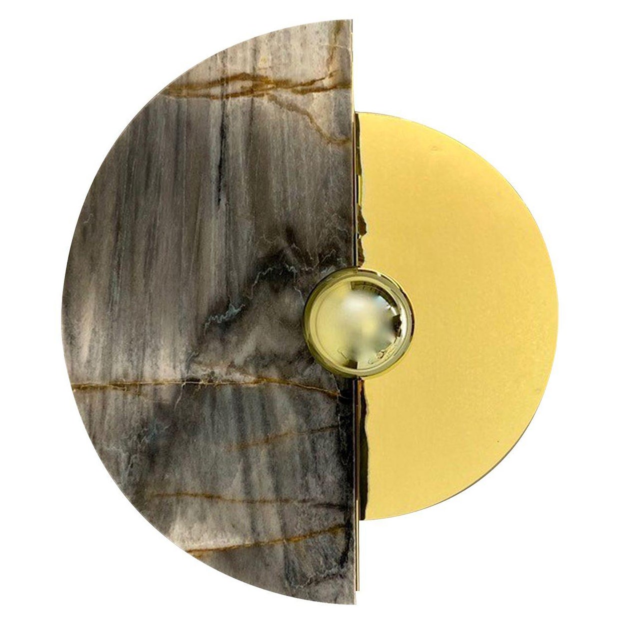 Levante polished brass and Brita blue onyx round sconce
