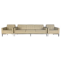 Used Knoll Studio “Florence Knoll Relax” Sofa & 2 Armchair Suite in “Volo” Leather