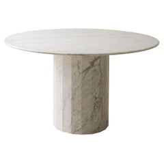 Custom Ashby Round Conical Shape Table  Honed Bianco Carrara Marble 