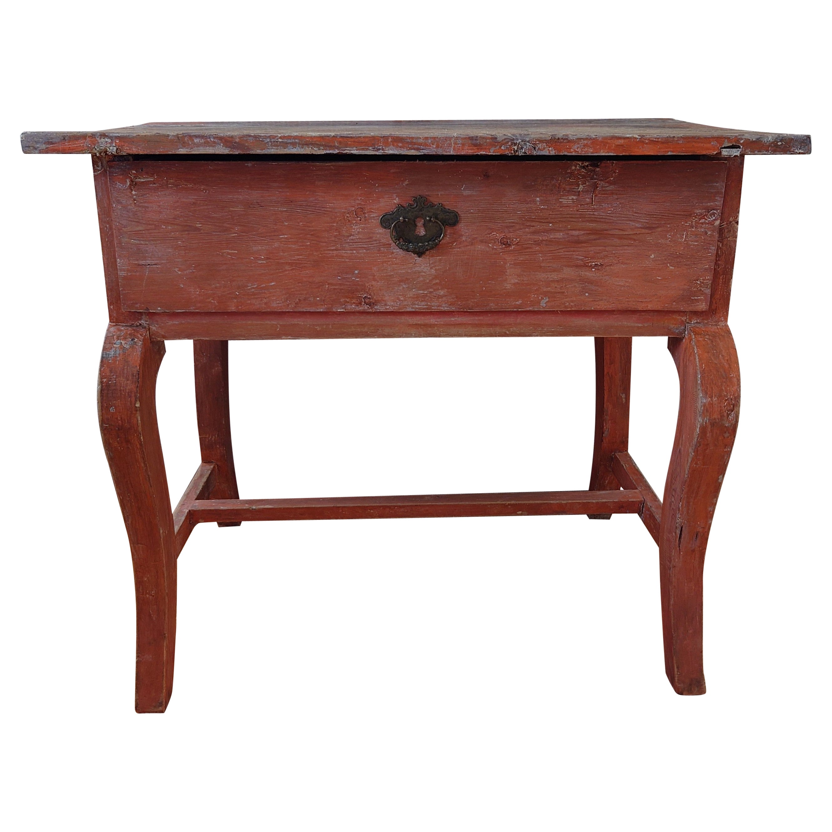 Unusually Charming 19th Century Swedish Folk Art Table  with original paint. For Sale