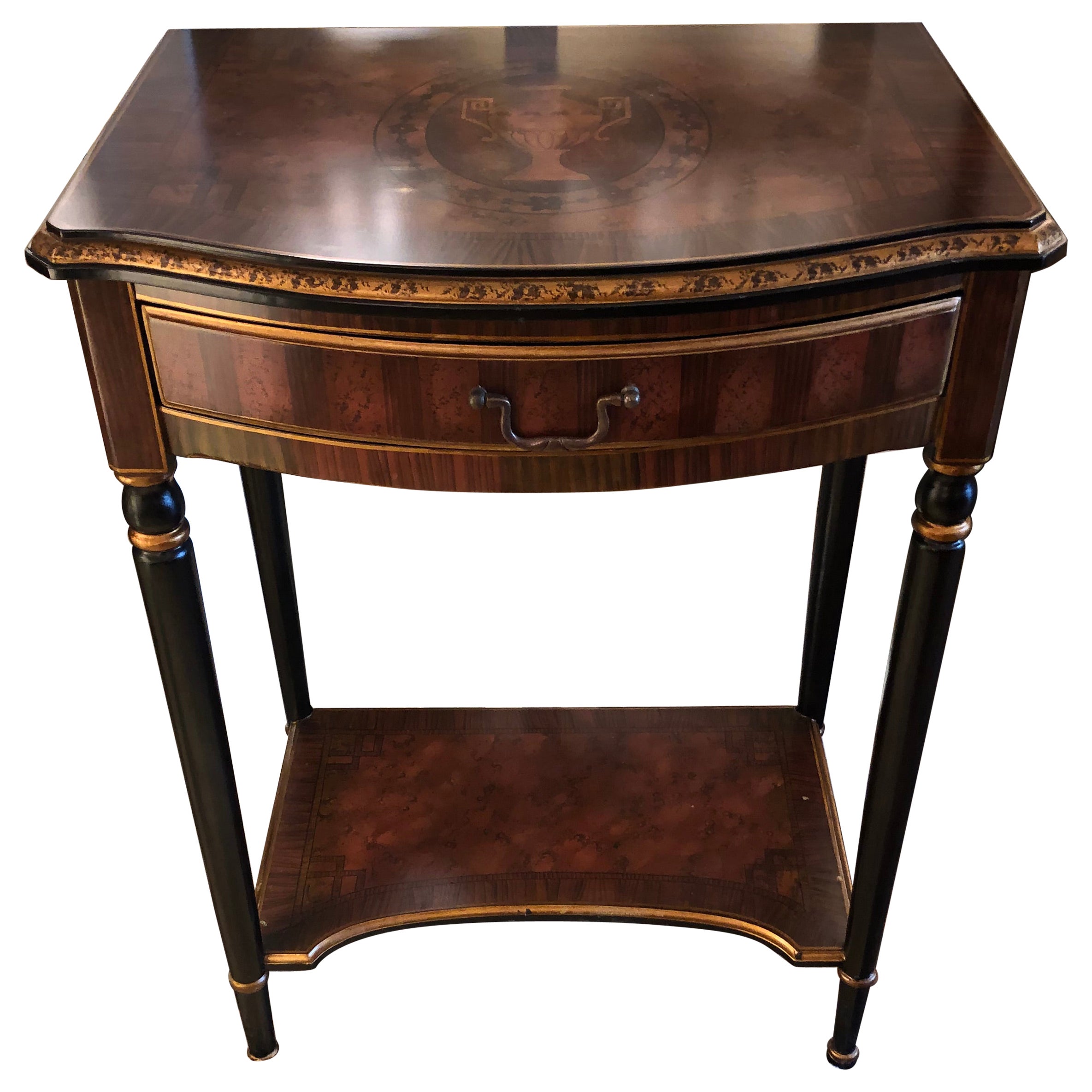 French Style Painted Wood Side Table with Urn Decoration
