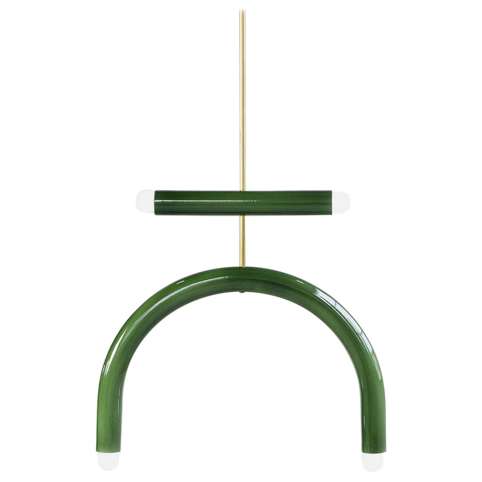 Lampada a sospensione in ceramica personalizzabile 'TRN E1' di Pani Jurek, asta in ottone, Greene & Greene