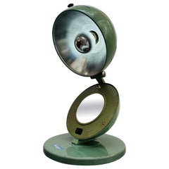 Antique Circa 1935 Original Hanau Bauhaus Spherical Green Lacquered Mirrored Table Lamp