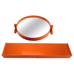 Miroir mural vintage avec étagère de Grosfillex France, années 1970