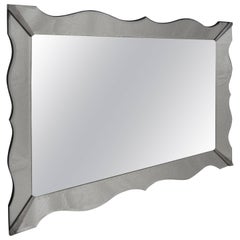 Massive Hollywood Regency Moderne Scalloped Bevelled Mirror