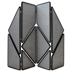 Grey Flap Black Wooden Folding Screen