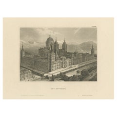 Antique Print of the Royal Site of San Lorenzo de El Escorial, Spain