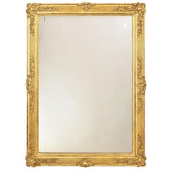 Antique Gold Leaf Mirror, Rectangular Wall Mirror, Louis Philippe Mirror