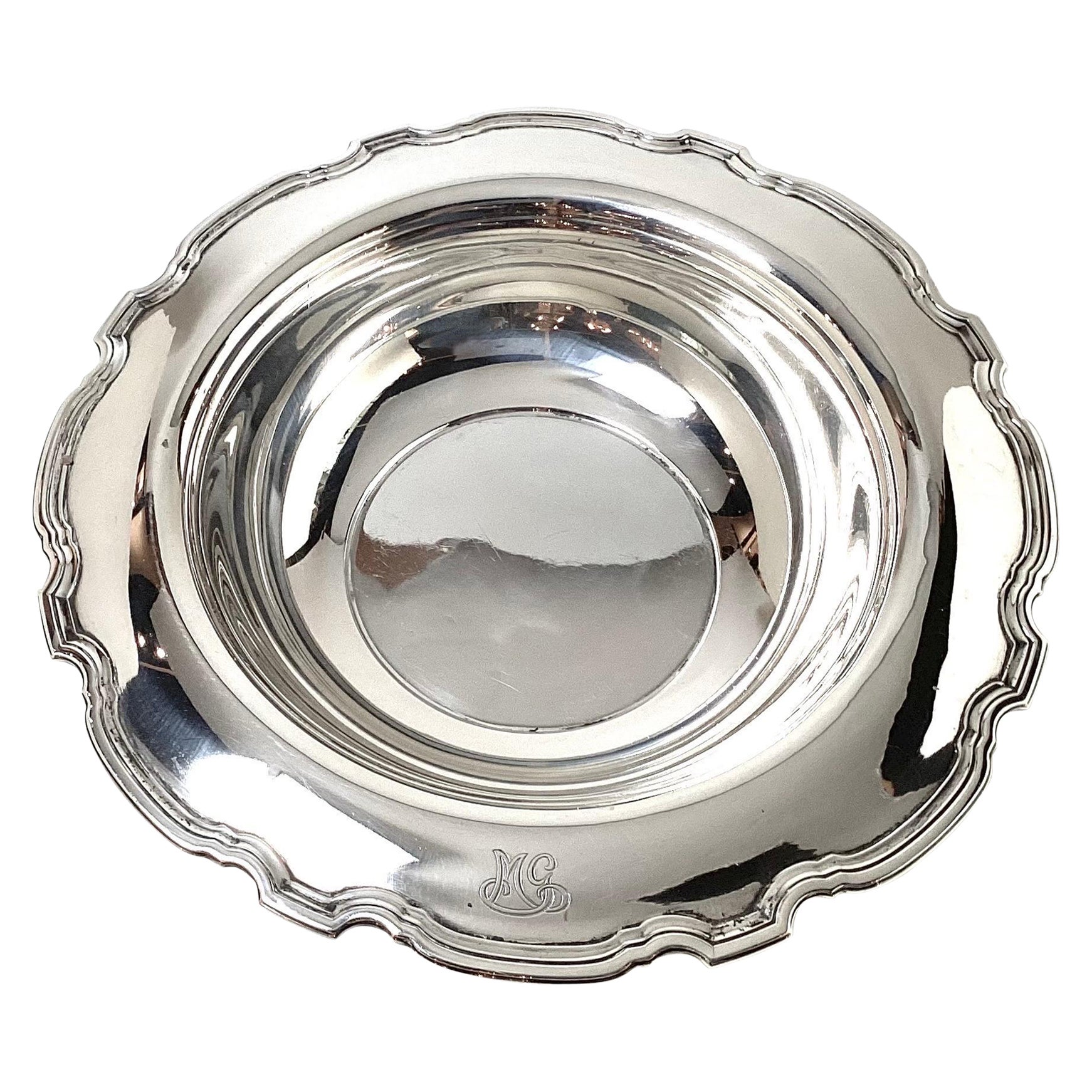 A Sterling Silver Tiffany Scalloped Edge Bowl  For Sale