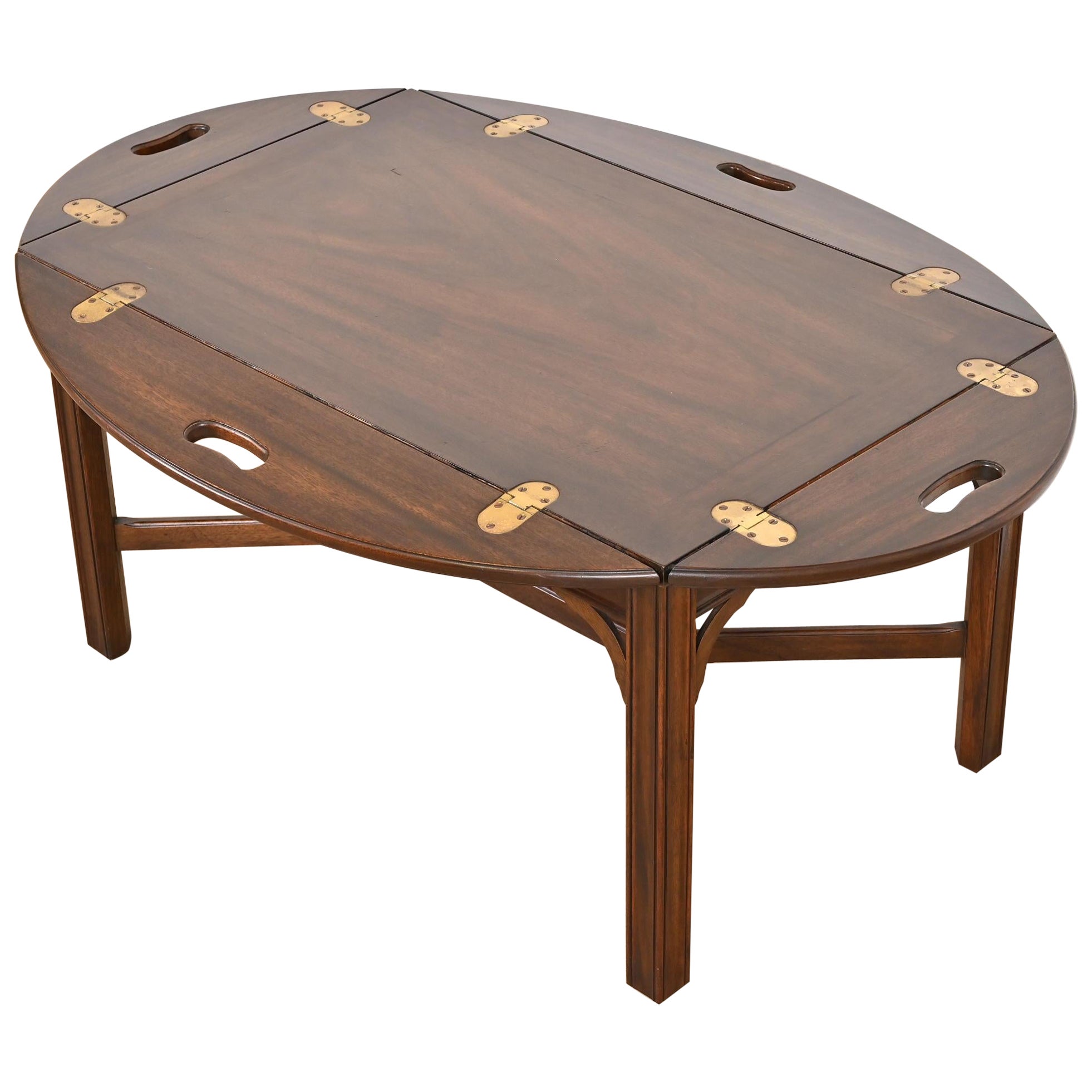 Henkel Harris Chippendale Carved Mahogany Butler's Coffee Table For Sale