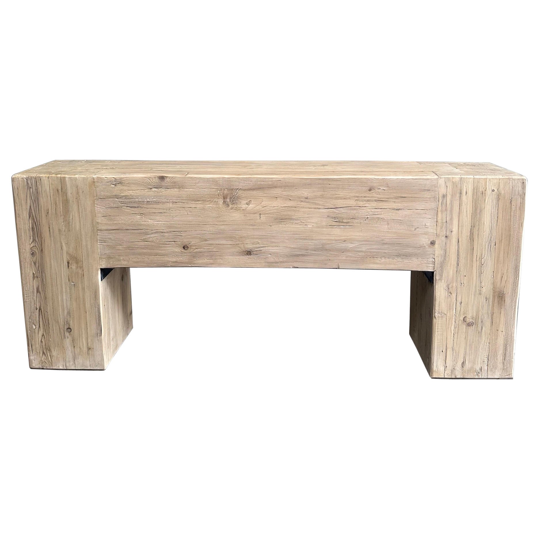 Natural Wood Beam Console Table Short Length For Sale