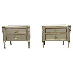 John Vesey Style, Hollywood Regency, Nightstands, Steel, Bronze, Marble, 2023