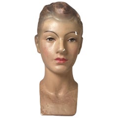 European Young Male Mannequin Head, 1940s
