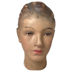 Vintage European Young Male Mannequin Head, 1940s