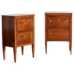 Pair Italian Neoclassic Fruitwood 2-Drawer Bedside Commodes, circa 1820