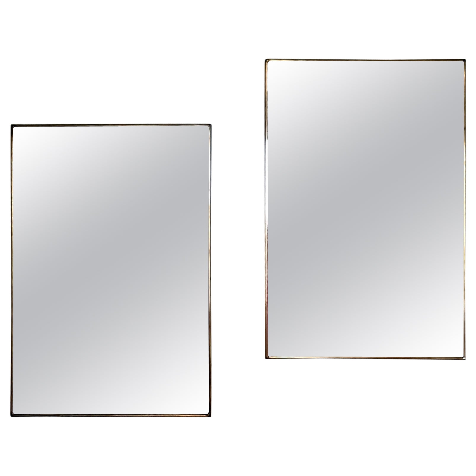 Pair of 1950s Italian Brass Mirrors