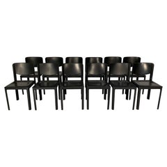 12 Matteo Grassi “Sistina” Dining Chairs, in Black Saddle Leather
