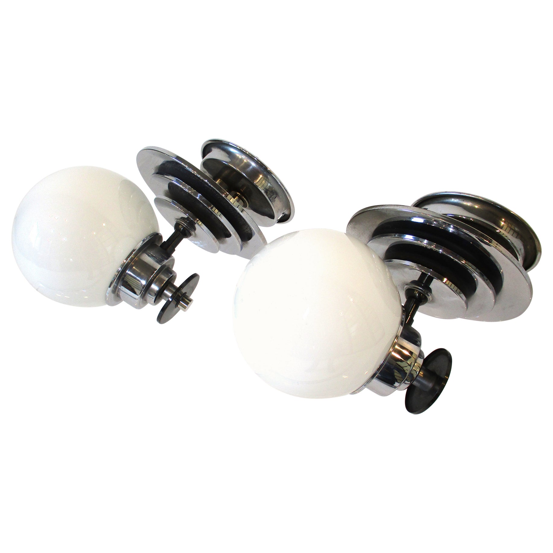 Appliques en chrome de style Donald Deskey Deco Machine Age