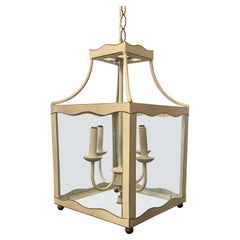 Wunderbar Weiß & Gold Trim Tole Pagode Chinoiserie Laterne Fixture Kronleuchter