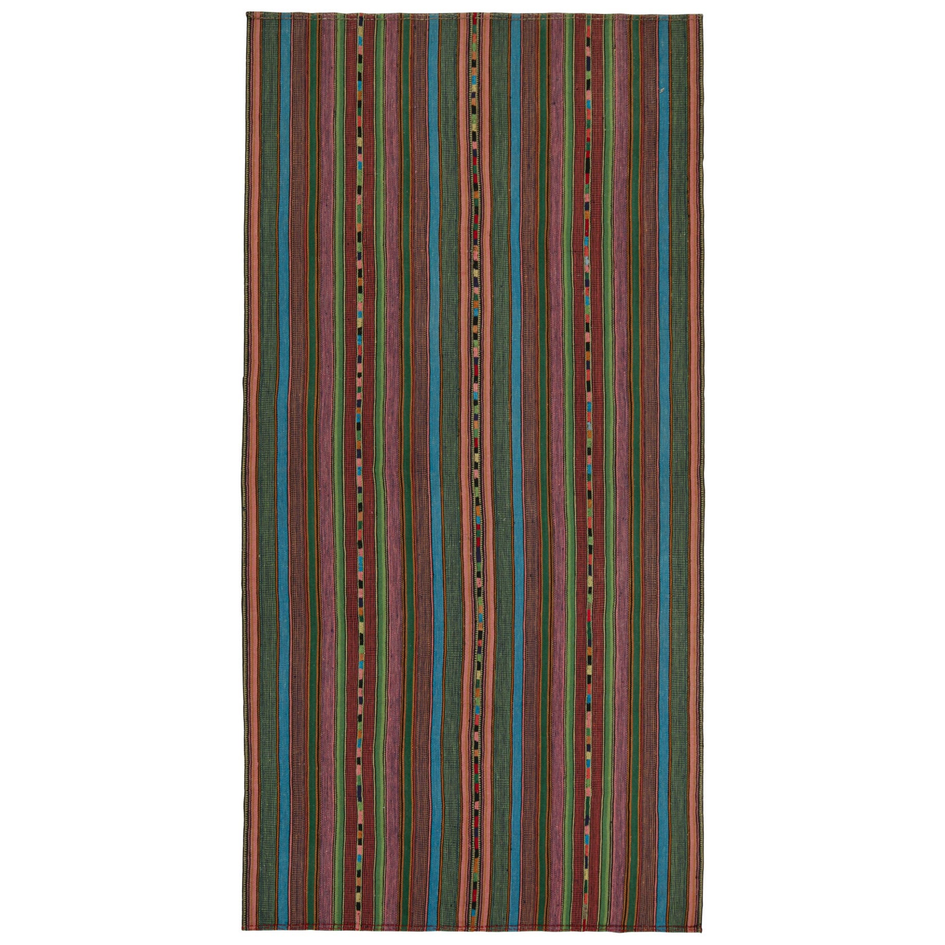 Vintage Persian Palas Kilim in Multicolor Stripes For Sale
