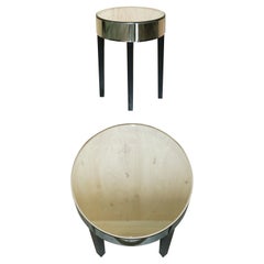 Lovely Mirrored Beveled Glass Singl Drawer Drum Side End Table Part of a Suite