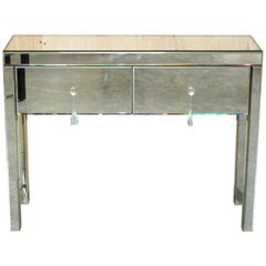 Retro White Company Mirrored Console Dressing Table or Desk Which Is Part of Suite