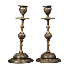 Napoleon III Patinierte Bronze Kerzen Sticks mit Vine Zweige