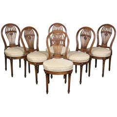 Vintage 6 French Louis XVI Style Balloon Dining Chairs in the Manner of Maison Jansen