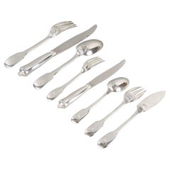 Puiforcat, Cutlery Flatware Set Louvois Sterling Silver, 96 Pieces