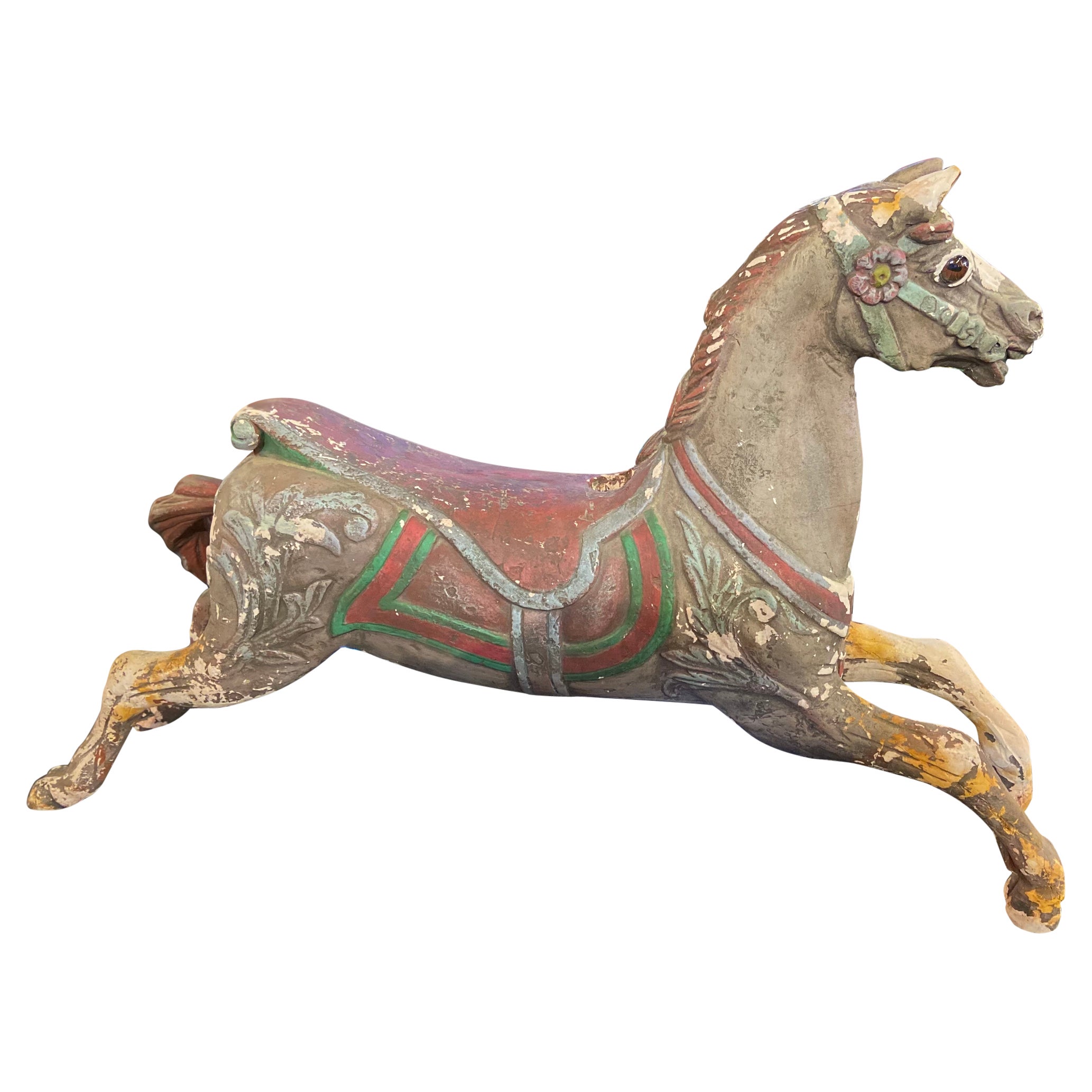 Terracotta Carousel Horse W/ Original Paint 'One of Two' For Sale