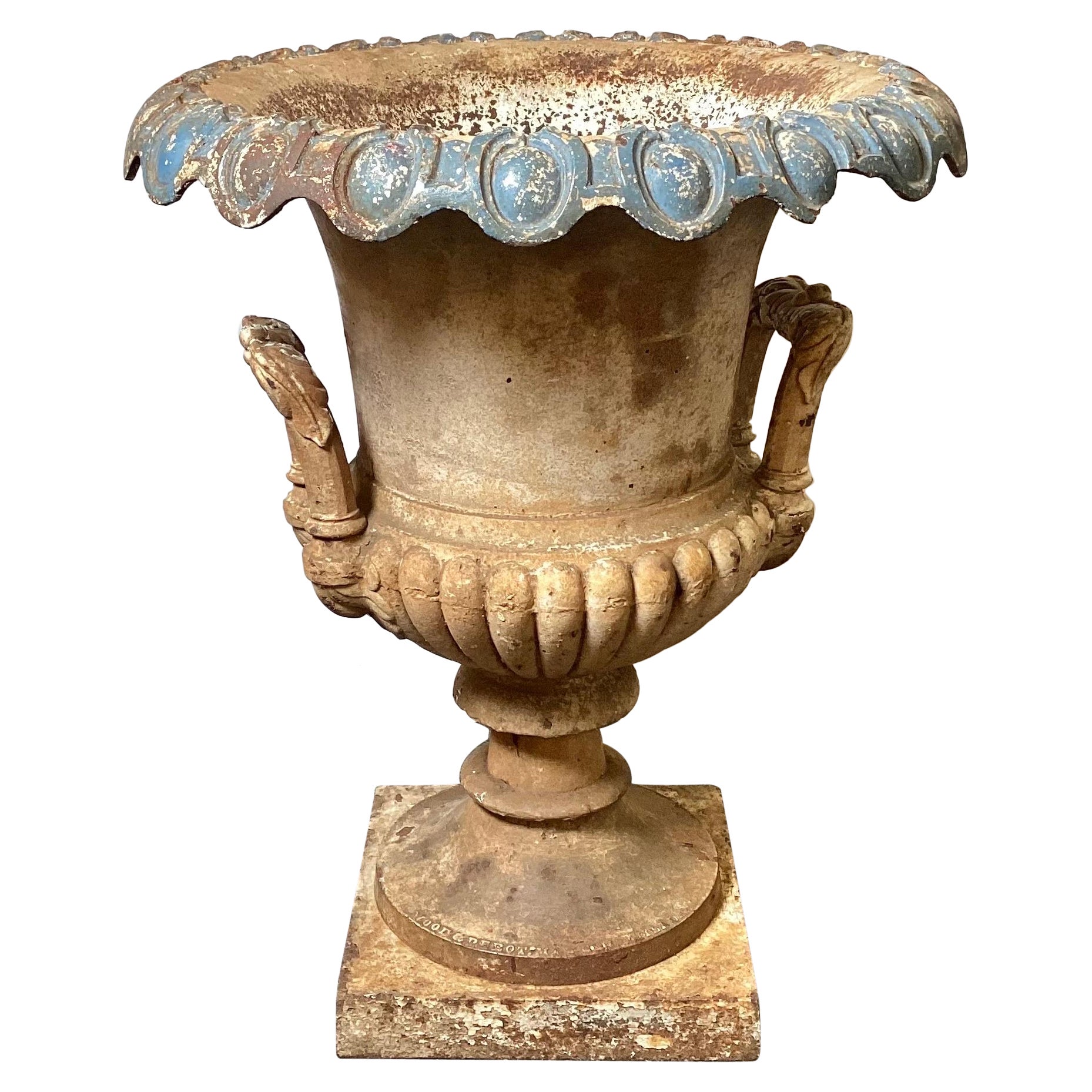 Large Cast Iron Campana Garden Urn, circa 1860 For Sale