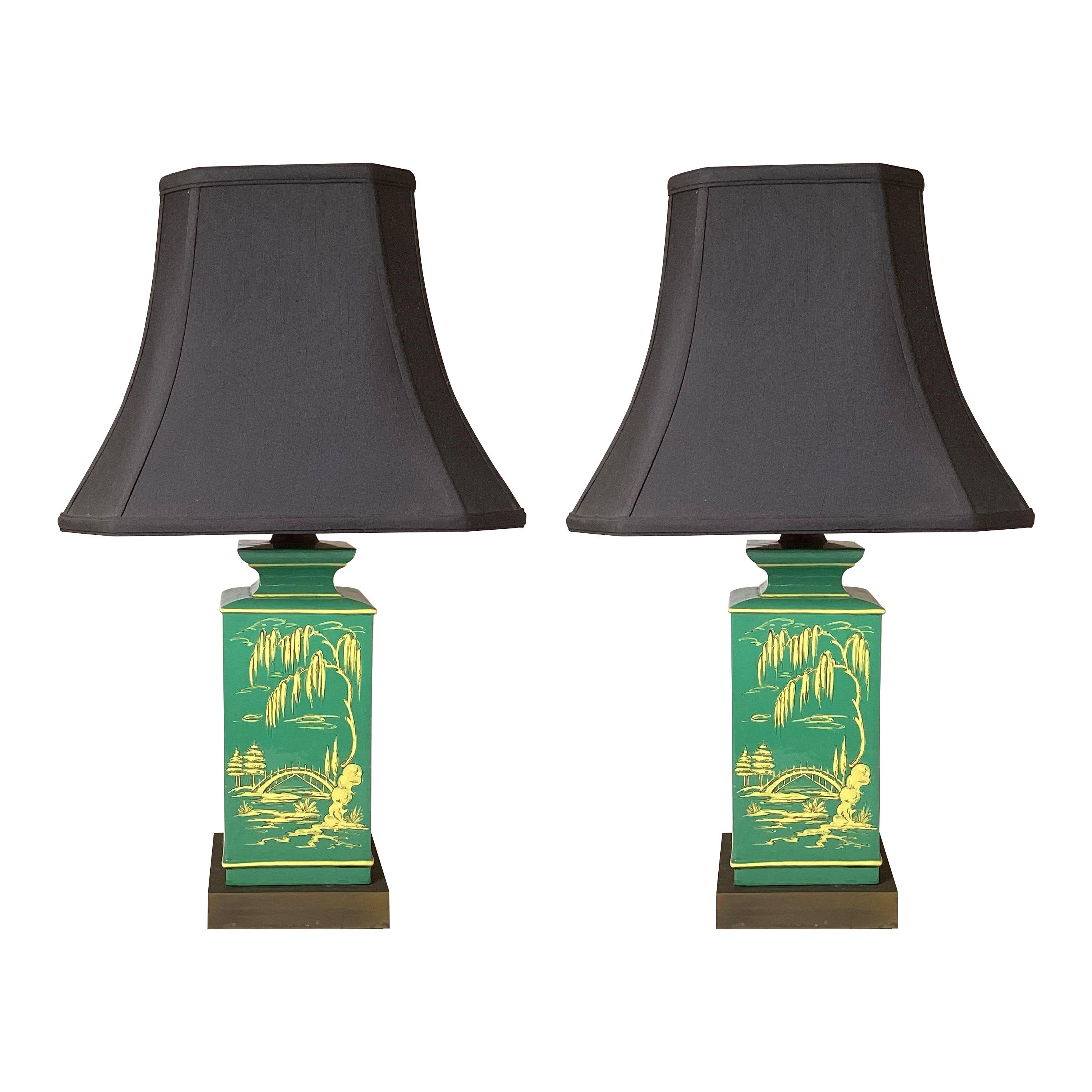 Mid-Century Pair Of James Mont Style Asian Motif Table Lamps