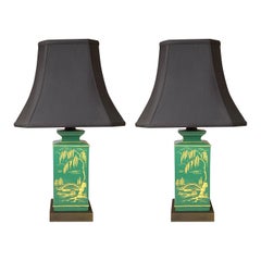 Antique Mid-Century Pair Of James Mont Style Asian Motif Table Lamps