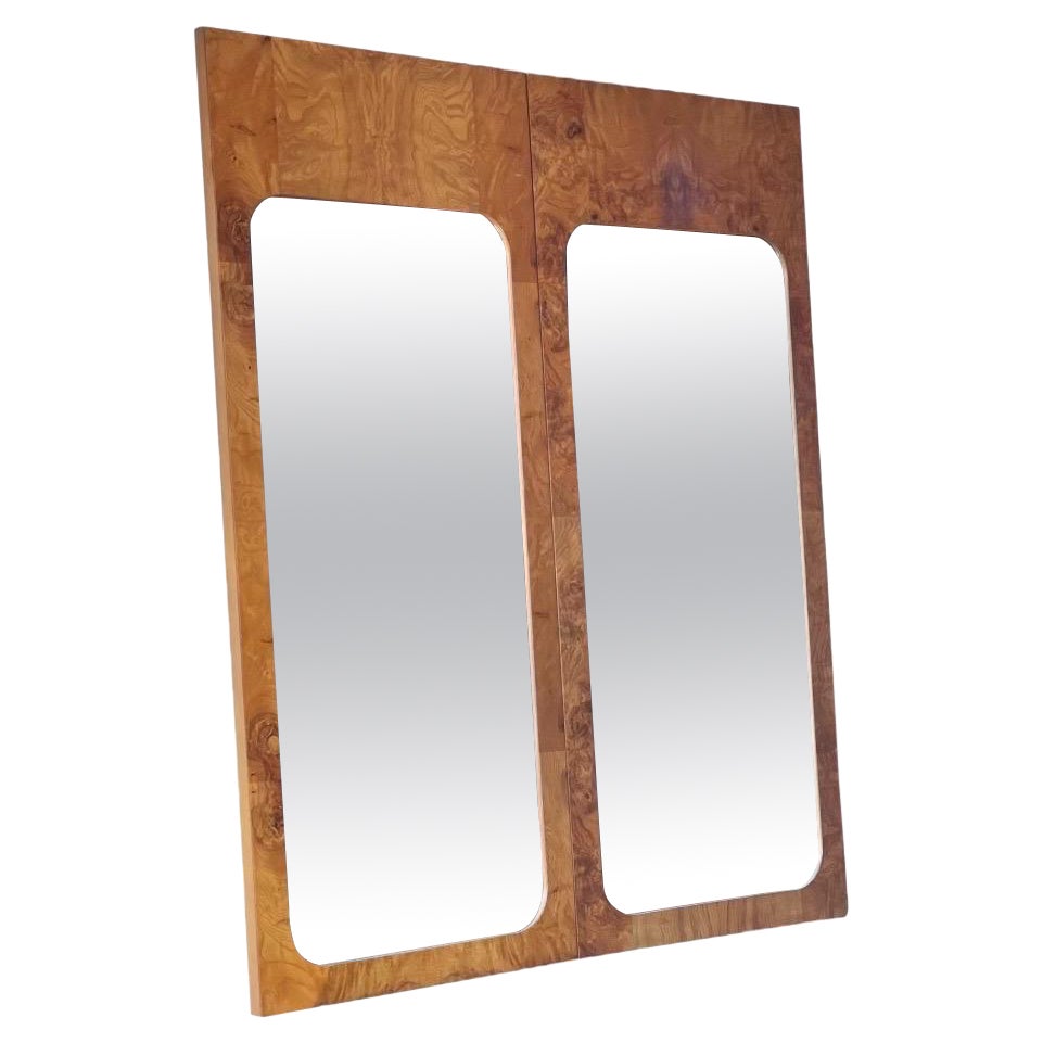 Vintage Mid-Century Modern Burl Wood Mirror by Lane Set of 2 For Sale
