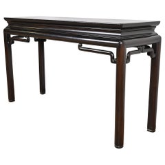 Michael Taylor for Baker Hollywood Regency Chinoiserie Ebonized Console Table