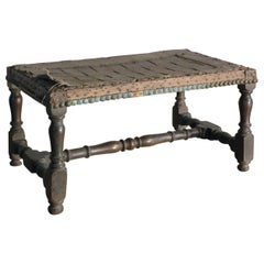 Used French Early 18th Century Baroque Walnut Bench / Footstool