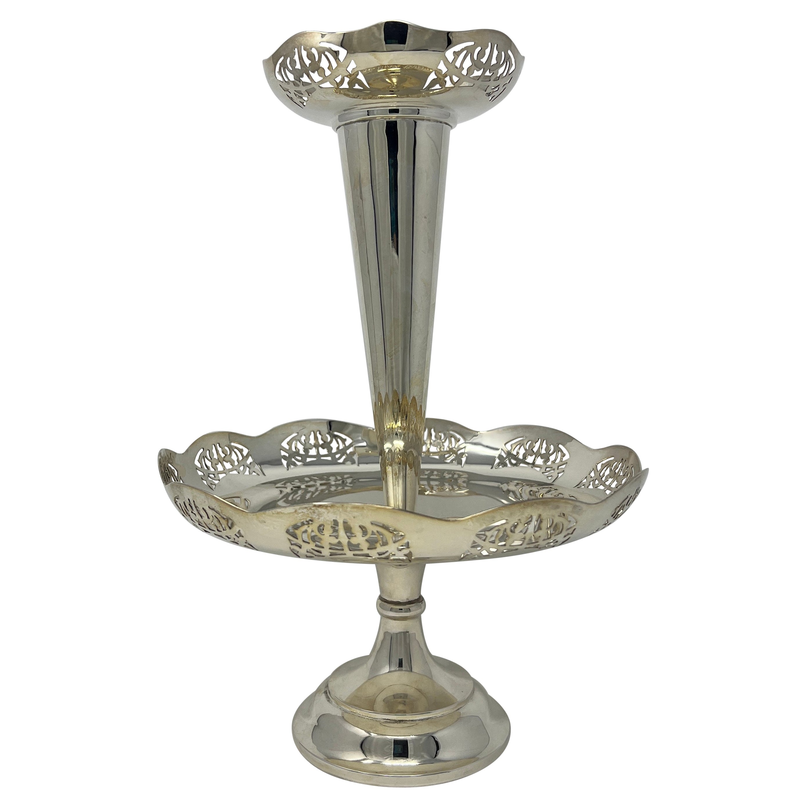 Antique English Silver Plate Epergne, circa 1920 For Sale