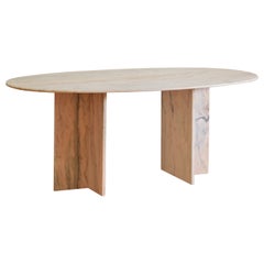 Portuguese Oval Rosa Marble 3-Piece Dining Table, ca. 1970