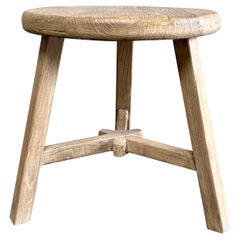 Vintage Custom Reclaimed Elm Wood Side Table