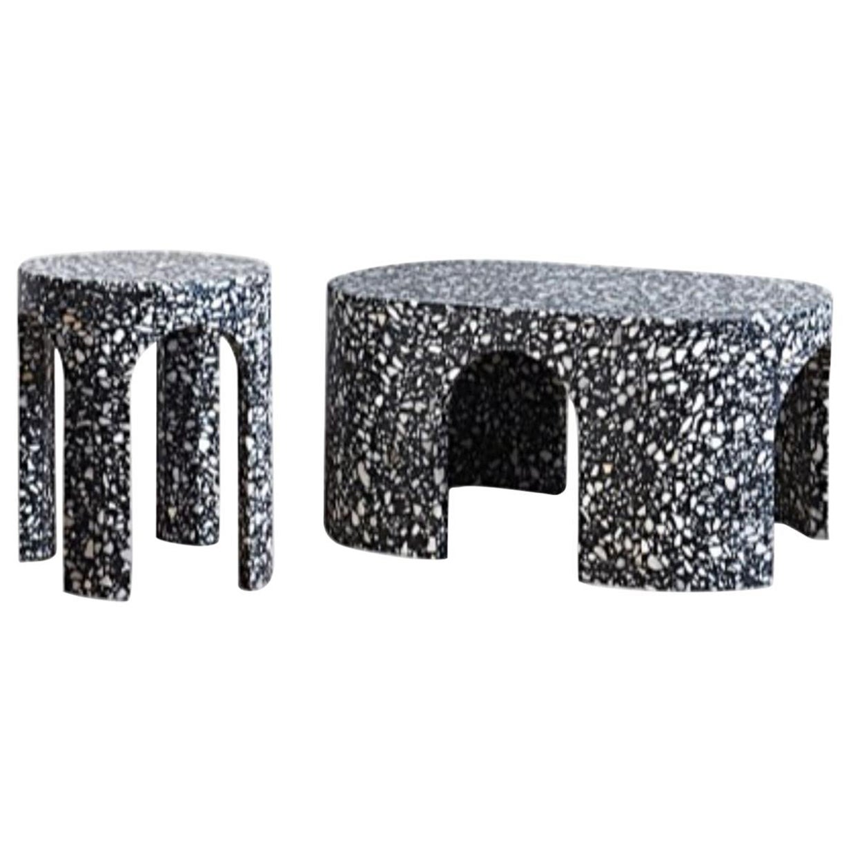 Set of 2 Loggia Terrazzo Side and Coffee Table For Sale