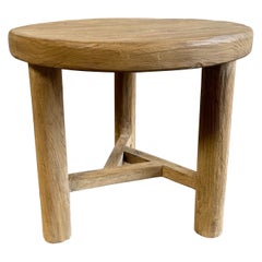 Custom Made Reclaimed Elm Wood Side Table with Round Legs