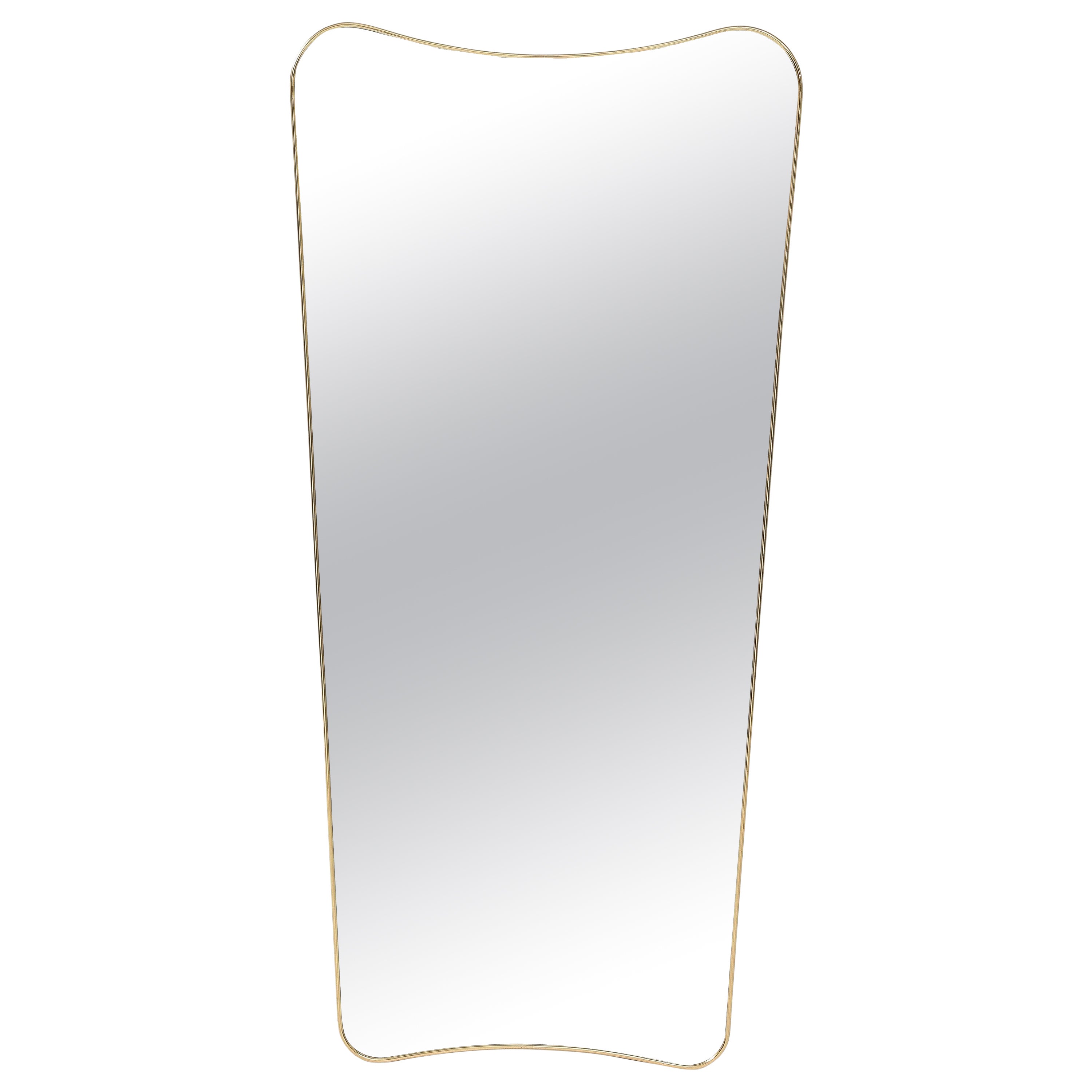 Italian Midcentury Brass Framed Mirror, Ponti Style