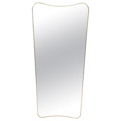 Italian Midcentury Brass Framed Mirror, Ponti Style