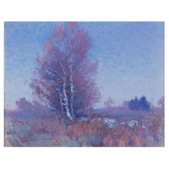 Antique Impressionist Landscape Twilight by American Artist George Renouard, Dated 1916