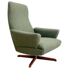 Midcentury Swivel Lounge Chair by Ib Madsen for Schubell, New Upholstery