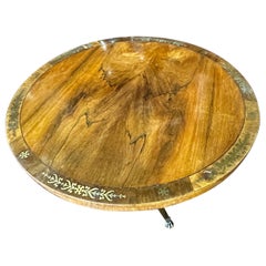 Ancienne table de salle à manger anglaise Regency WM IV en bois de rose incrusté de laiton