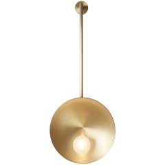 Elegant Handcrafted Brushed Brass Oyster Wall Mounted Lamp With Rod by Carla Baz