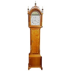Rare ancienne horloge américaine Stennes Fed, Sty, Inlaid Mahog, Automaton 8day Longcase Clock
